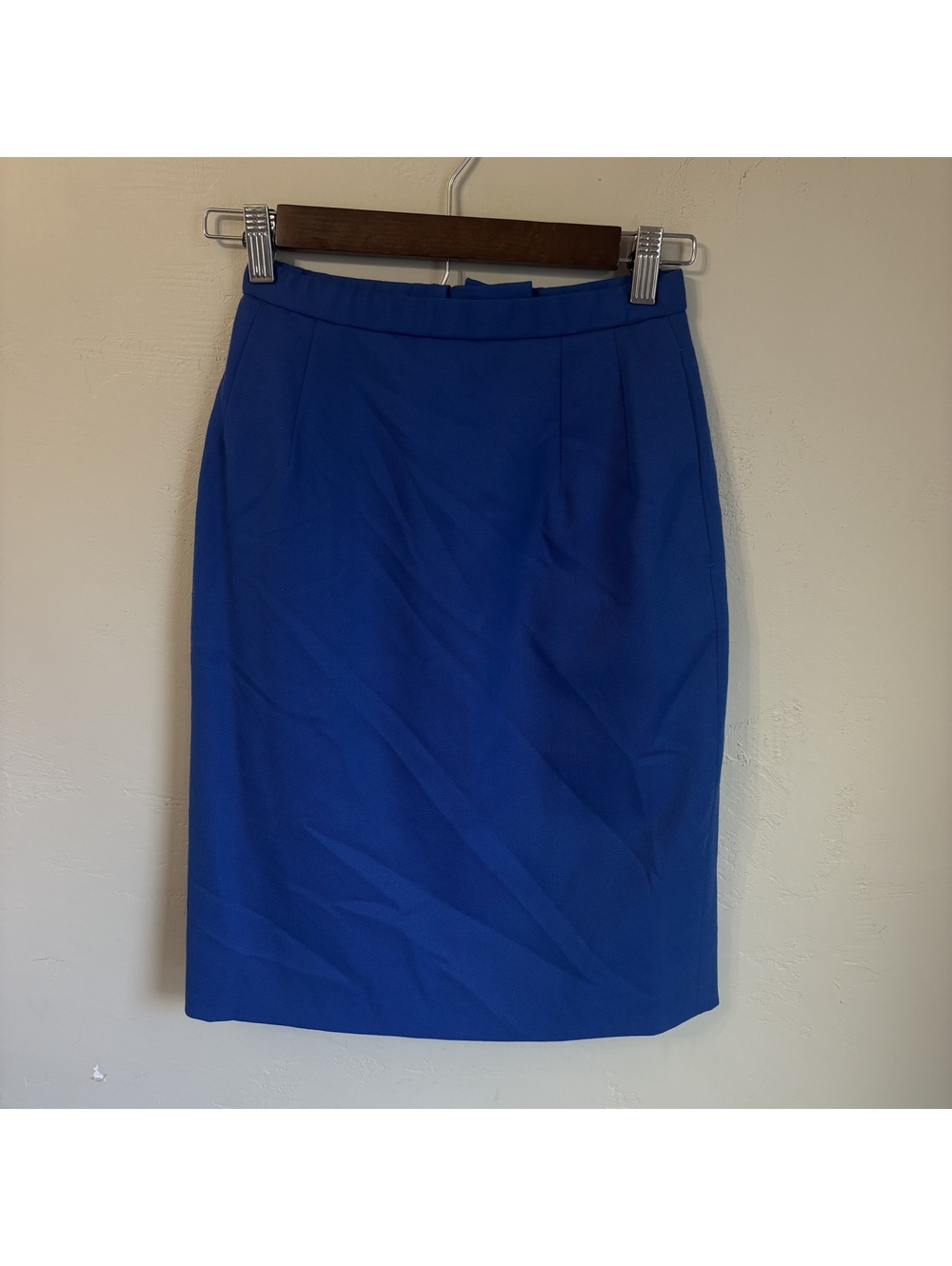 Pendleton Vintage Women's Size 2 Petite Royal Blue Virgin Wool Midi Pencil Skirt